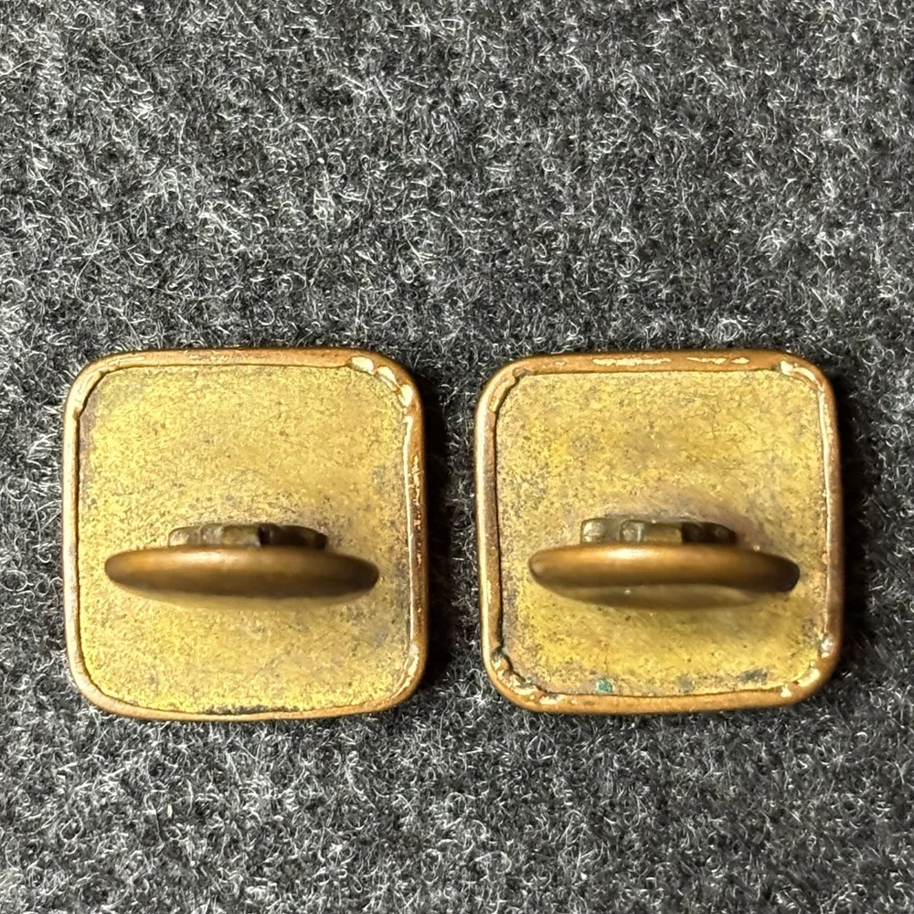 Vintage Gold and Bronze Cufflinks with Mother of Pearl Inlay